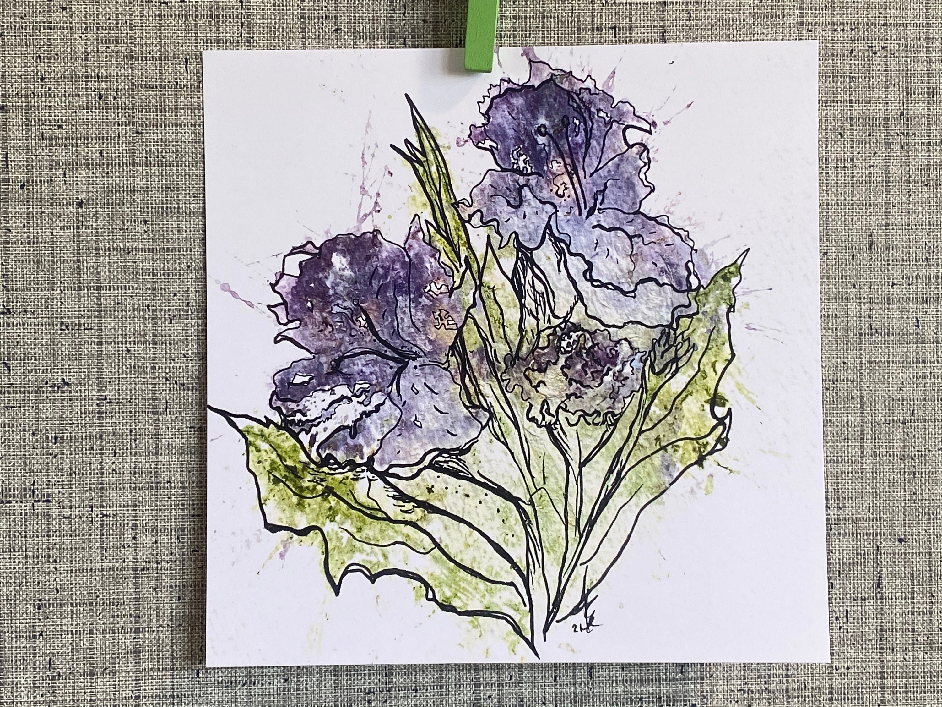 Hammered Peruvian Lilies Sketch Art Print